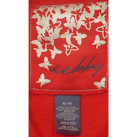 Sebby Red Jacket XL Soft Sweatshirt Material Front Pockets Zip and Toggle - Picture 3 of 8